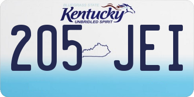 KY license plate 205JEI