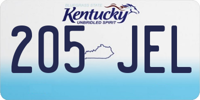 KY license plate 205JEL