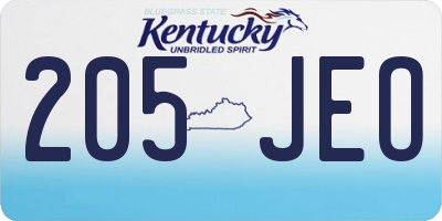 KY license plate 205JEO