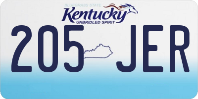KY license plate 205JER