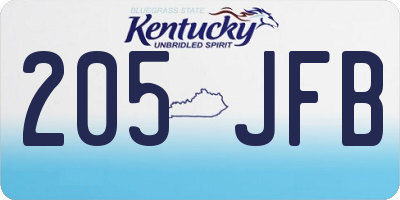 KY license plate 205JFB