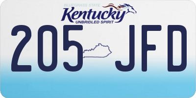 KY license plate 205JFD