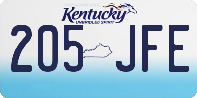 KY license plate 205JFE