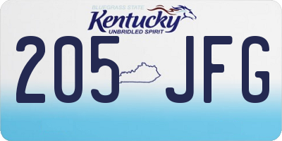 KY license plate 205JFG