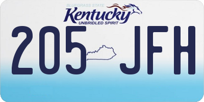 KY license plate 205JFH