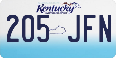 KY license plate 205JFN