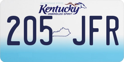 KY license plate 205JFR