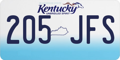 KY license plate 205JFS