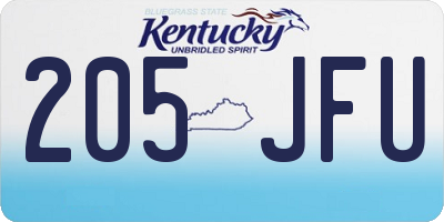 KY license plate 205JFU