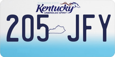 KY license plate 205JFY