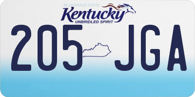 KY license plate 205JGA