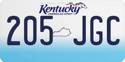 KY license plate 205JGC