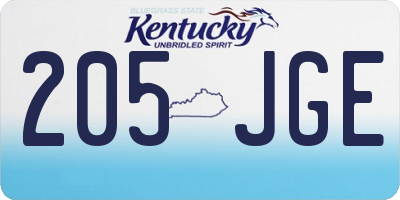 KY license plate 205JGE