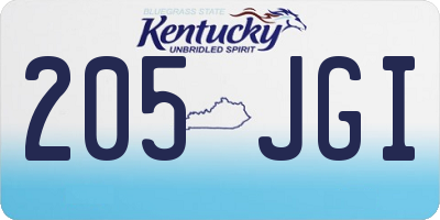 KY license plate 205JGI