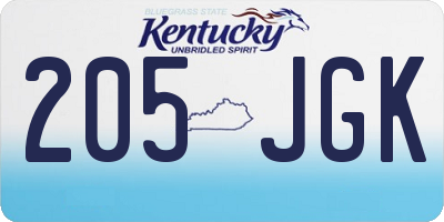 KY license plate 205JGK
