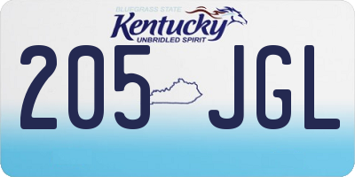 KY license plate 205JGL