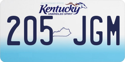 KY license plate 205JGM