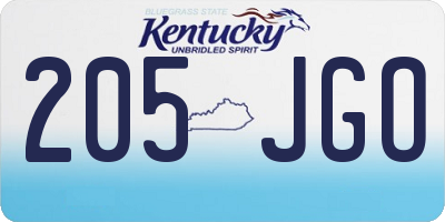 KY license plate 205JGO