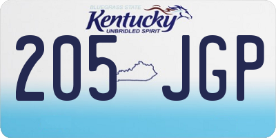 KY license plate 205JGP