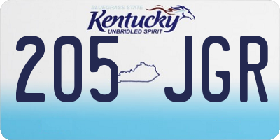 KY license plate 205JGR