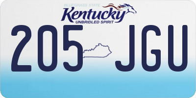 KY license plate 205JGU