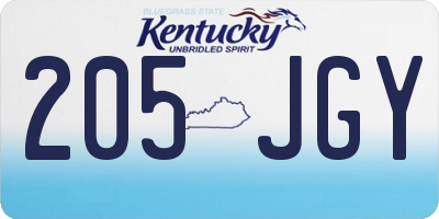 KY license plate 205JGY