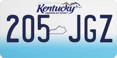 KY license plate 205JGZ