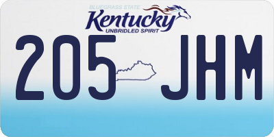KY license plate 205JHM