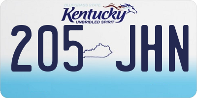 KY license plate 205JHN