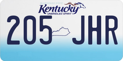 KY license plate 205JHR