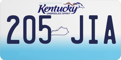 KY license plate 205JIA
