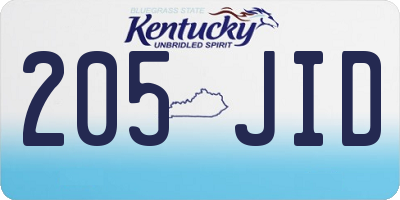 KY license plate 205JID