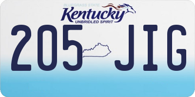 KY license plate 205JIG