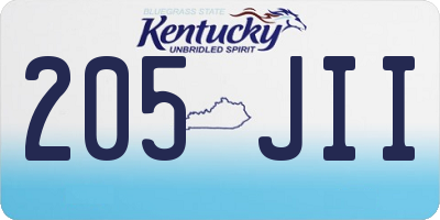 KY license plate 205JII