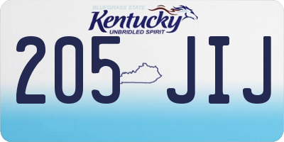 KY license plate 205JIJ