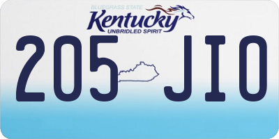KY license plate 205JIO