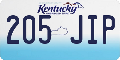 KY license plate 205JIP