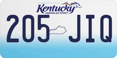 KY license plate 205JIQ