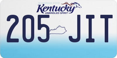 KY license plate 205JIT