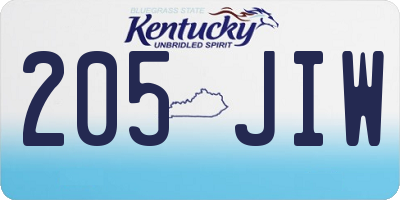 KY license plate 205JIW