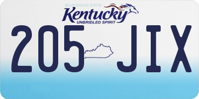 KY license plate 205JIX