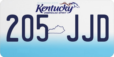 KY license plate 205JJD