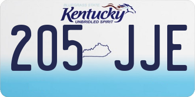 KY license plate 205JJE