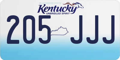KY license plate 205JJJ