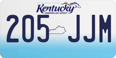 KY license plate 205JJM