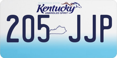 KY license plate 205JJP