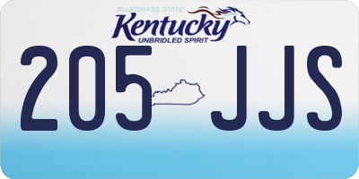 KY license plate 205JJS