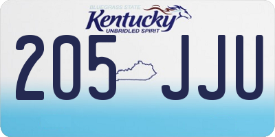 KY license plate 205JJU