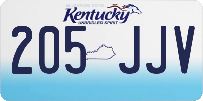 KY license plate 205JJV
