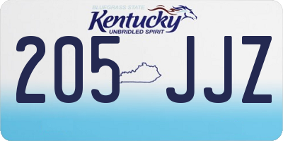 KY license plate 205JJZ